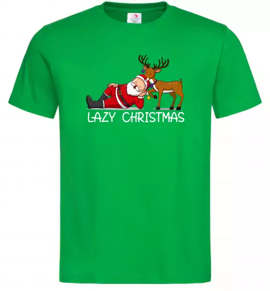 Мужская футболка Lazy Christmas Зеленый фото