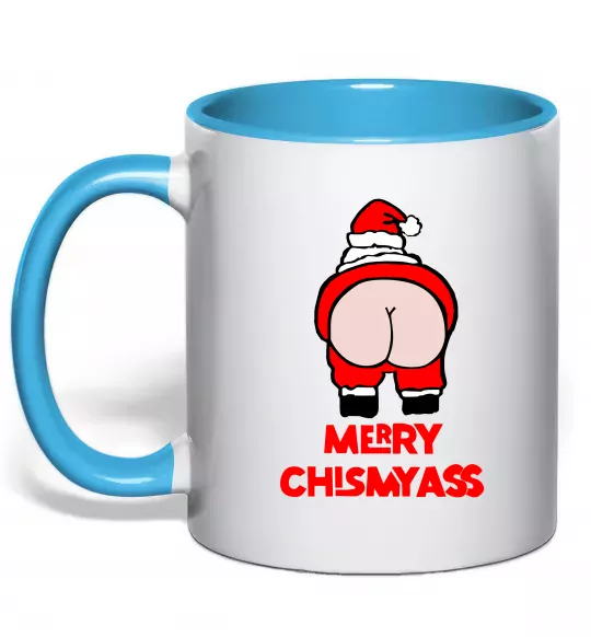 Чашка з кольоровою ручкою Merry Chismyass Блакитний фото