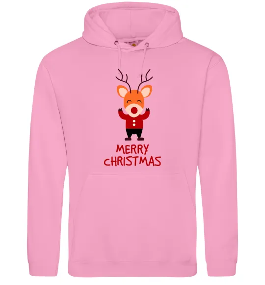 Мужская толстовка (худи) Merry Christmas Олень Розовый фото