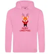 Мужская толстовка (худи) Merry Christmas Олень Розовый фото