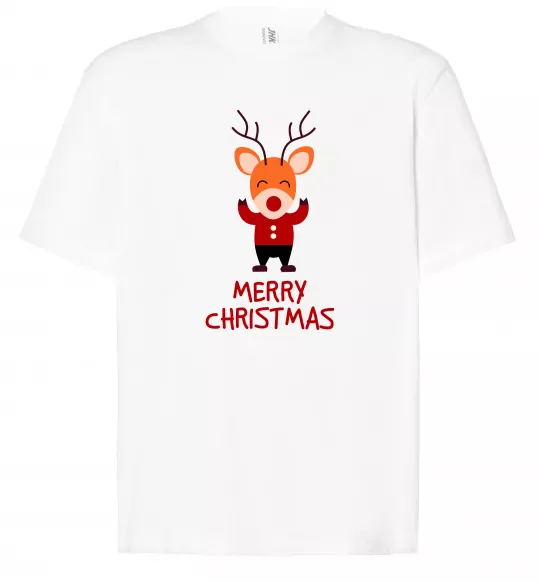 Футболка Оверсайз Merry Christmas Олень Белый фото