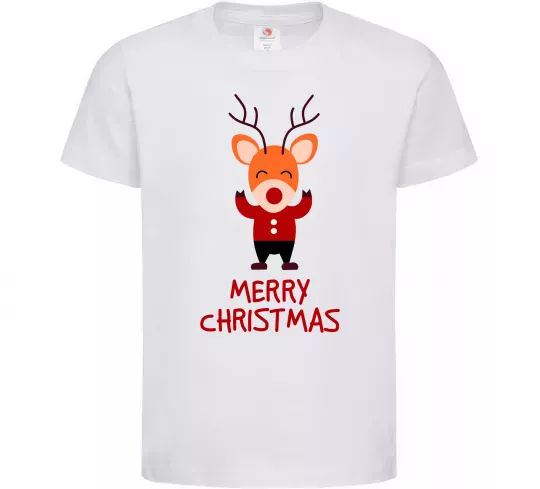 Детская футболка Merry Christmas Олень Белый фото