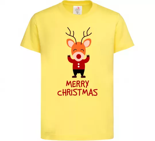 Детская футболка Merry Christmas Олень Лимонный фото