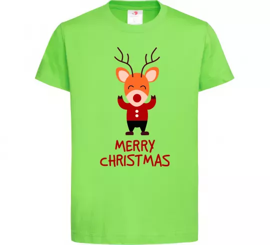 Детская футболка Merry Christmas Олень Лаймовый фото