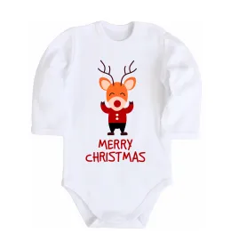 Детский боди Merry Christmas Олень Белый фото