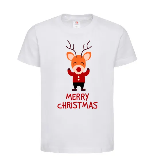 Дитяча футболка Merry Christmas Олень Білий фото