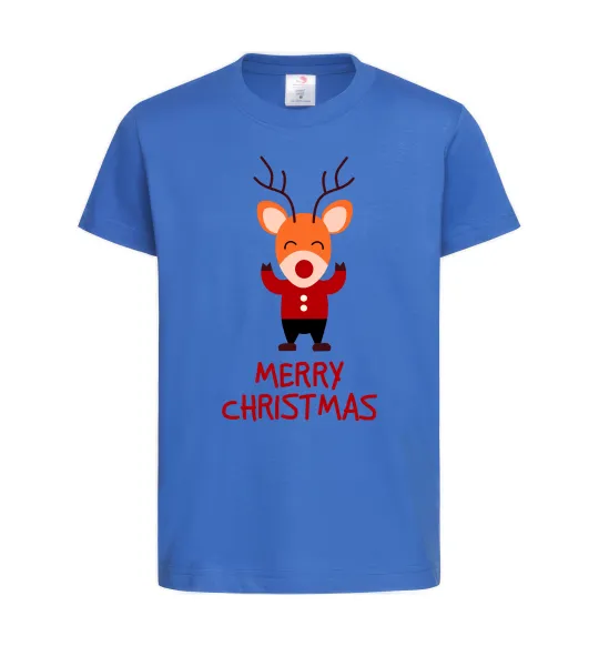 Дитяча футболка Merry Christmas Олень Яскраво-синій фото