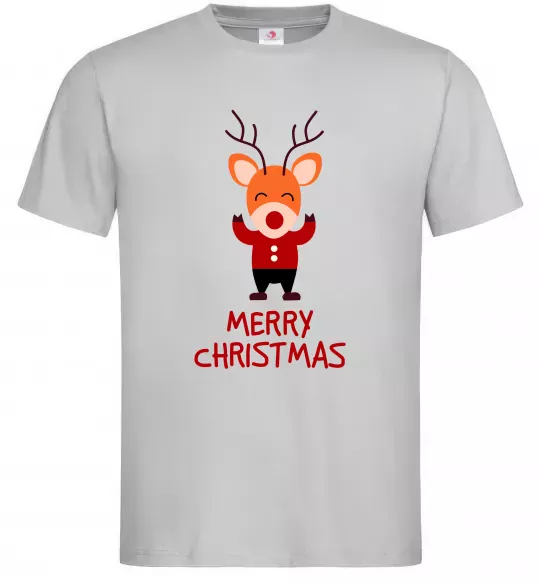 Мужская футболка Merry Christmas Олень Серый фото