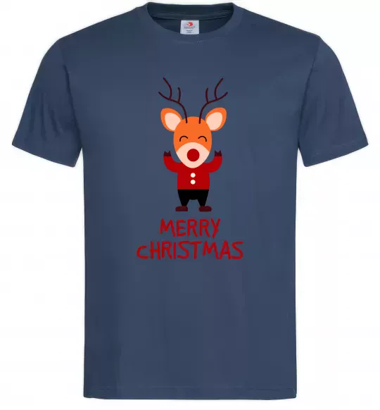 Мужская футболка Merry Christmas Олень Темно-синий фото