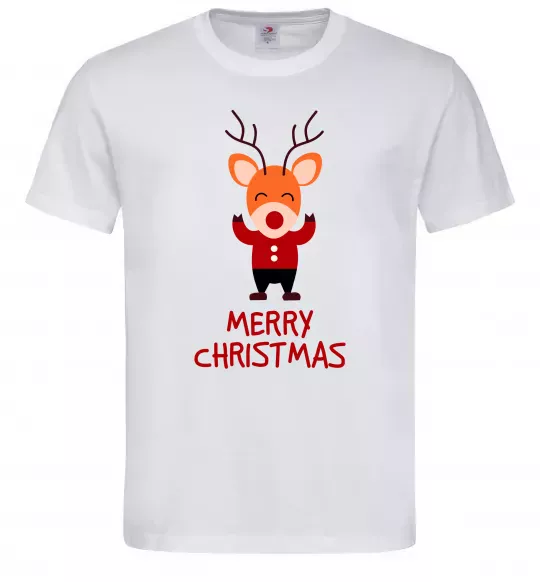 Мужская футболка Merry Christmas Олень Белый фото