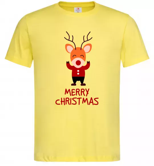 Мужская футболка Merry Christmas Олень Лимонный фото