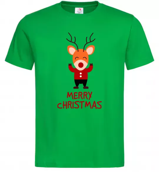 Мужская футболка Merry Christmas Олень Зеленый фото