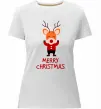 Женская премиум футболка Merry Christmas Олень Белый фото