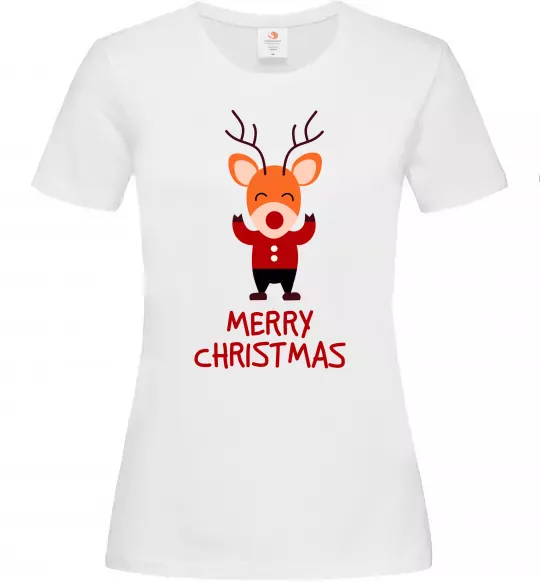 Женская футболка Merry Christmas Олень Белый фото