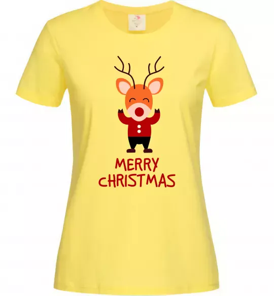 Женская футболка Merry Christmas Олень Лимонный фото