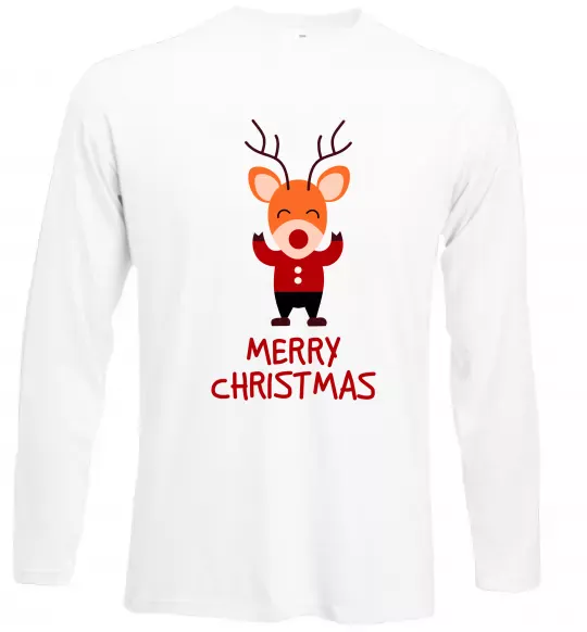 Лонгслів Merry Christmas Олень Білий фото