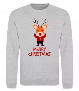 Світшот Merry Christmas Олень Сірий меланж фото