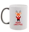 Чашка с цветной ручкой Merry Christmas Олень Серебро фото