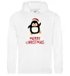 Мужская толстовка (худи) Merry Christmas Пінгвін Белый фото
