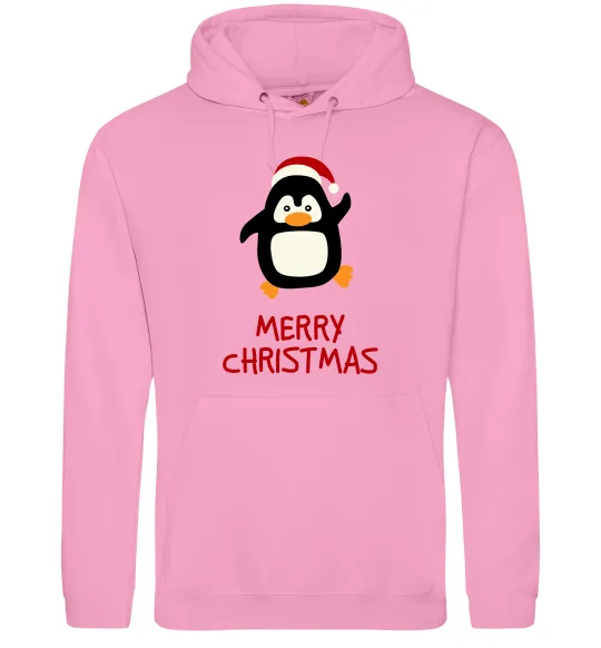 Жіноча толстовка (худі) Merry Christmas Пінгвін Рожевий фото