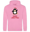 Жіноча толстовка (худі) Merry Christmas Пінгвін Рожевий фото
