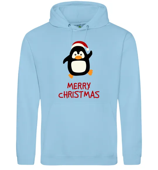 Жіноча толстовка (худі) Merry Christmas Пінгвін Блакитний фото