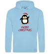 Жіноча толстовка (худі) Merry Christmas Пінгвін Блакитний фото