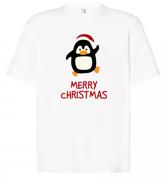 Футболка Оверсайз Merry Christmas Пінгвін Білий фото