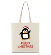 Эко-сумка Merry Christmas Пінгвін Бежевый Эко-сумка Merry Christmas Пінгвін Бежевый фото