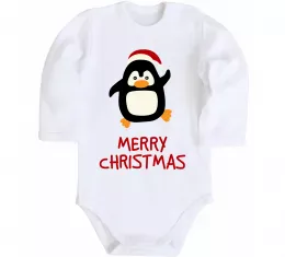 Детский боди Merry Christmas Пінгвін Белый фото
