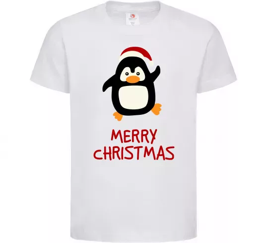Детская футболка Merry Christmas Пінгвін Белый фото