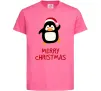 Детская футболка Merry Christmas Пінгвін Ярко-розовый фото