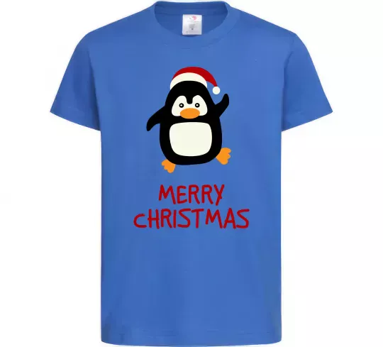 Детская футболка Merry Christmas Пінгвін Ярко-синий фото
