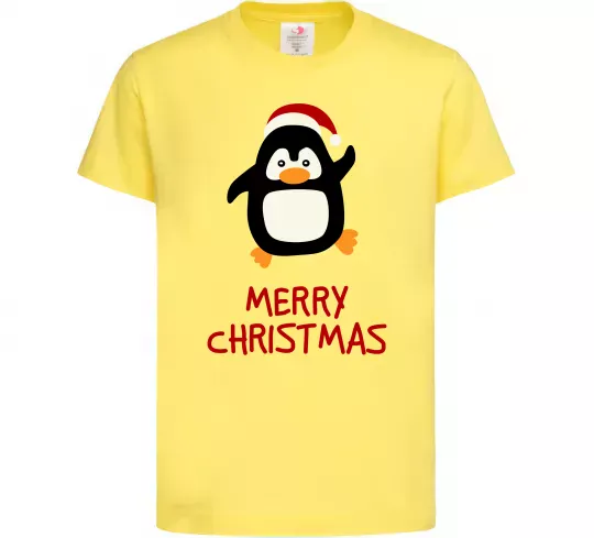 Детская футболка Merry Christmas Пінгвін Лимонный фото