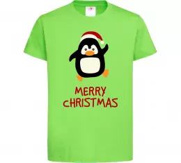 Детская футболка Merry Christmas Пінгвін Лаймовый фото
