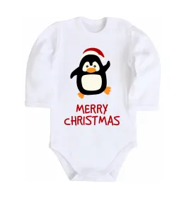 Детский боди Merry Christmas Пінгвін Белый фото