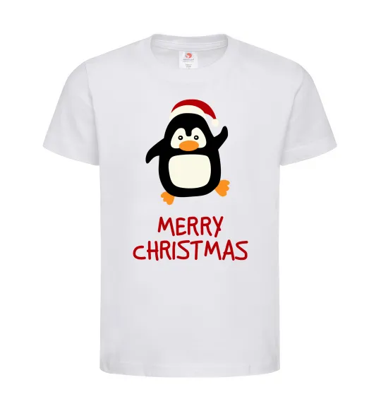 Детская футболка Merry Christmas Пінгвін Белый фото