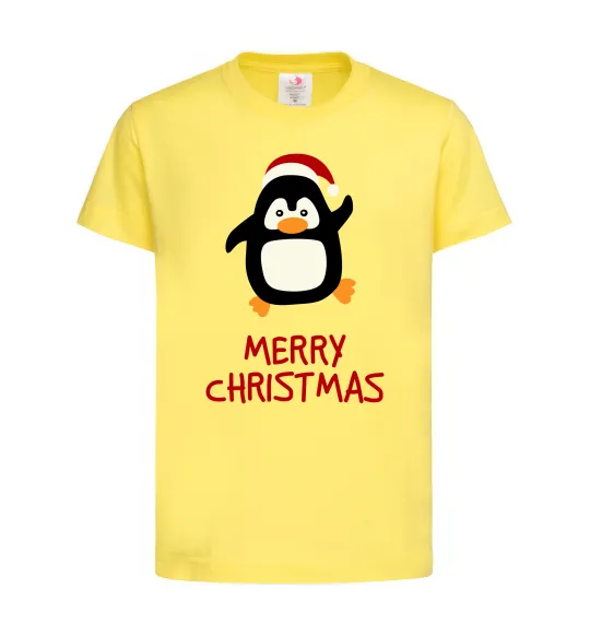 Детская футболка Merry Christmas Пінгвін Лимонный фото