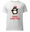 Чоловіча преміум футболка Merry Christmas Пінгвін Білий фото