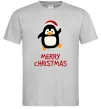 Мужская футболка Merry Christmas Пінгвін Серый фото