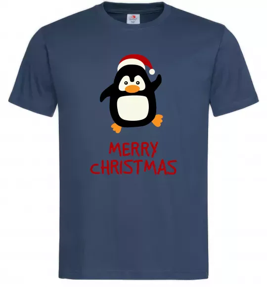 Мужская футболка Merry Christmas Пінгвін Темно-синий фото