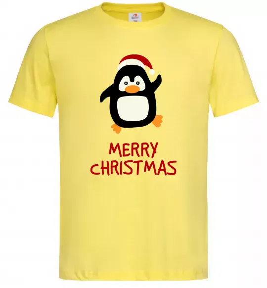 Мужская футболка Merry Christmas Пінгвін Лимонный фото