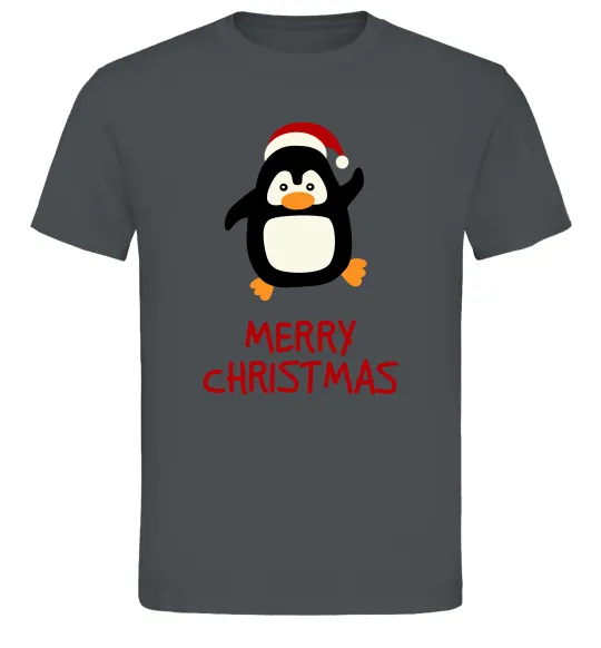 Мужская футболка Merry Christmas Пінгвін Графит фото