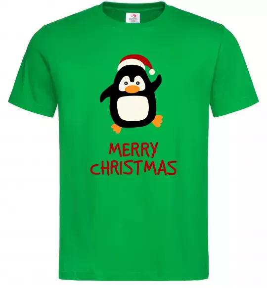 Мужская футболка Merry Christmas Пінгвін Зеленый фото