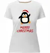 Жіноча преміум футболка Merry Christmas Пінгвін Білий фото