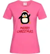 Женская футболка Merry Christmas Пінгвін Ярко-розовый фото