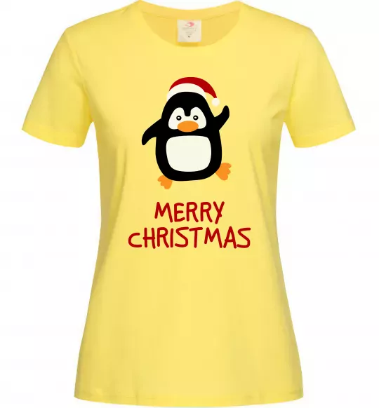 Женская футболка Merry Christmas Пінгвін Лимонный фото
