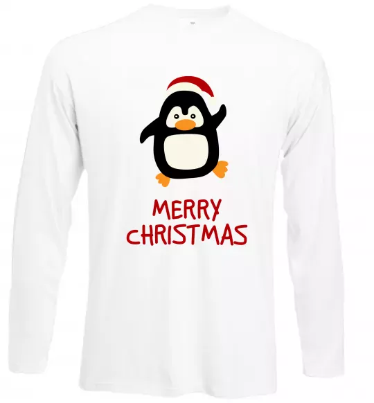 Лонгслив Merry Christmas Пінгвін Белый фото