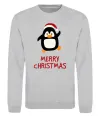 Свитшот Merry Christmas Пінгвін Серый меланж фото