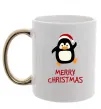 Чашка с цветной ручкой Merry Christmas Пінгвін Золото Чашка с цветной ручкой Merry Christmas Пінгвін Золото фото